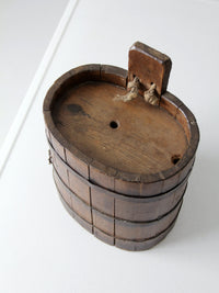 antique primitive wood stave cask pail
