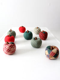 vintage hand-made fabric apple ornaments set of 9