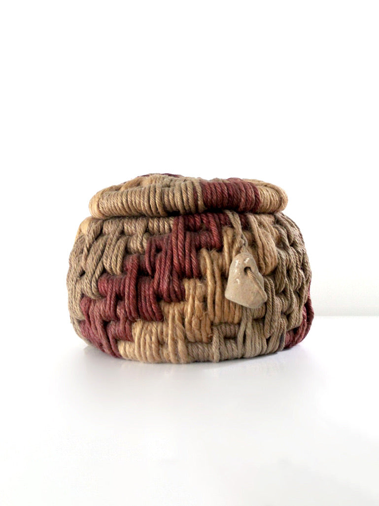 vintage coiled rope basket by Ruth Lescohier