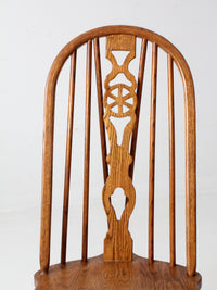 mid century oak Windsor style dining chairs pair