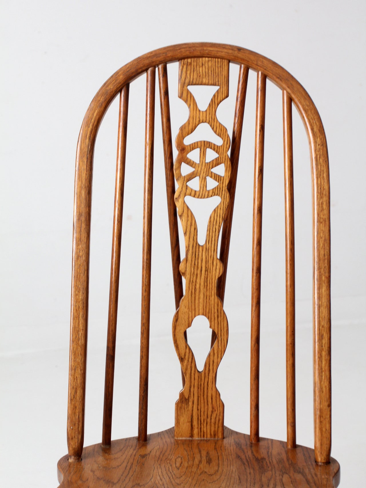 mid century oak Windsor style dining chairs pair