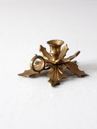 vintage brass leaves candlestick holder