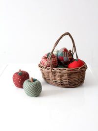vintage hand-made fabric apple ornaments set of 9