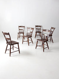 antique set of 6 painted plank seat chairs