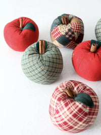 vintage hand-made fabric apple ornaments set of 9