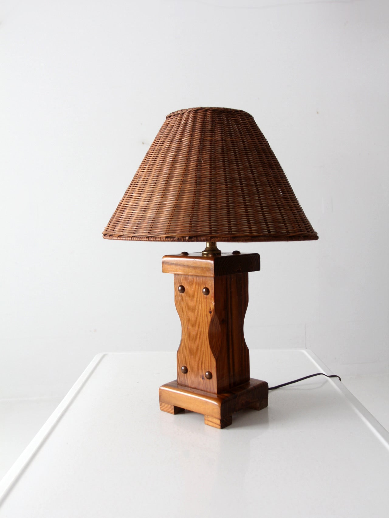 vintage wooden lamp with shade