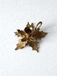 vintage brass leaves candlestick holder
