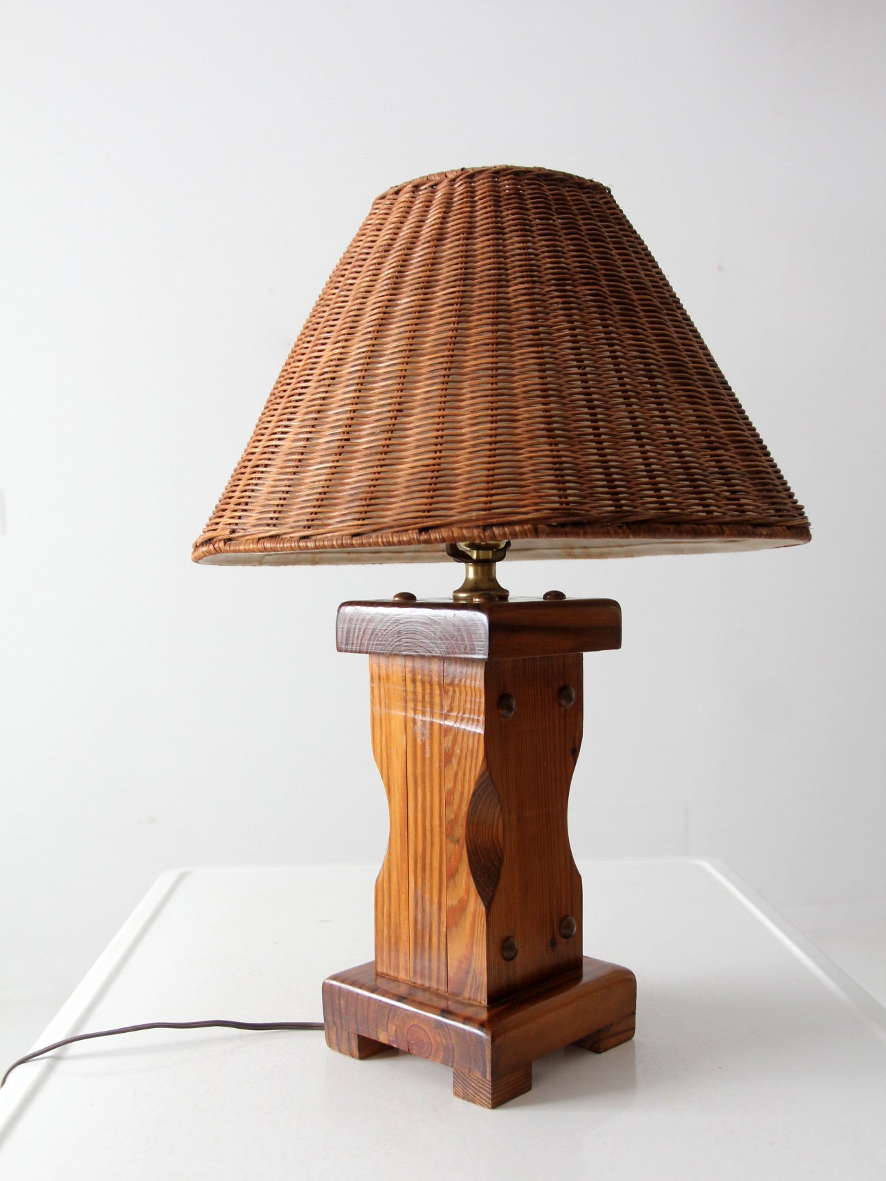vintage wooden lamp with shade