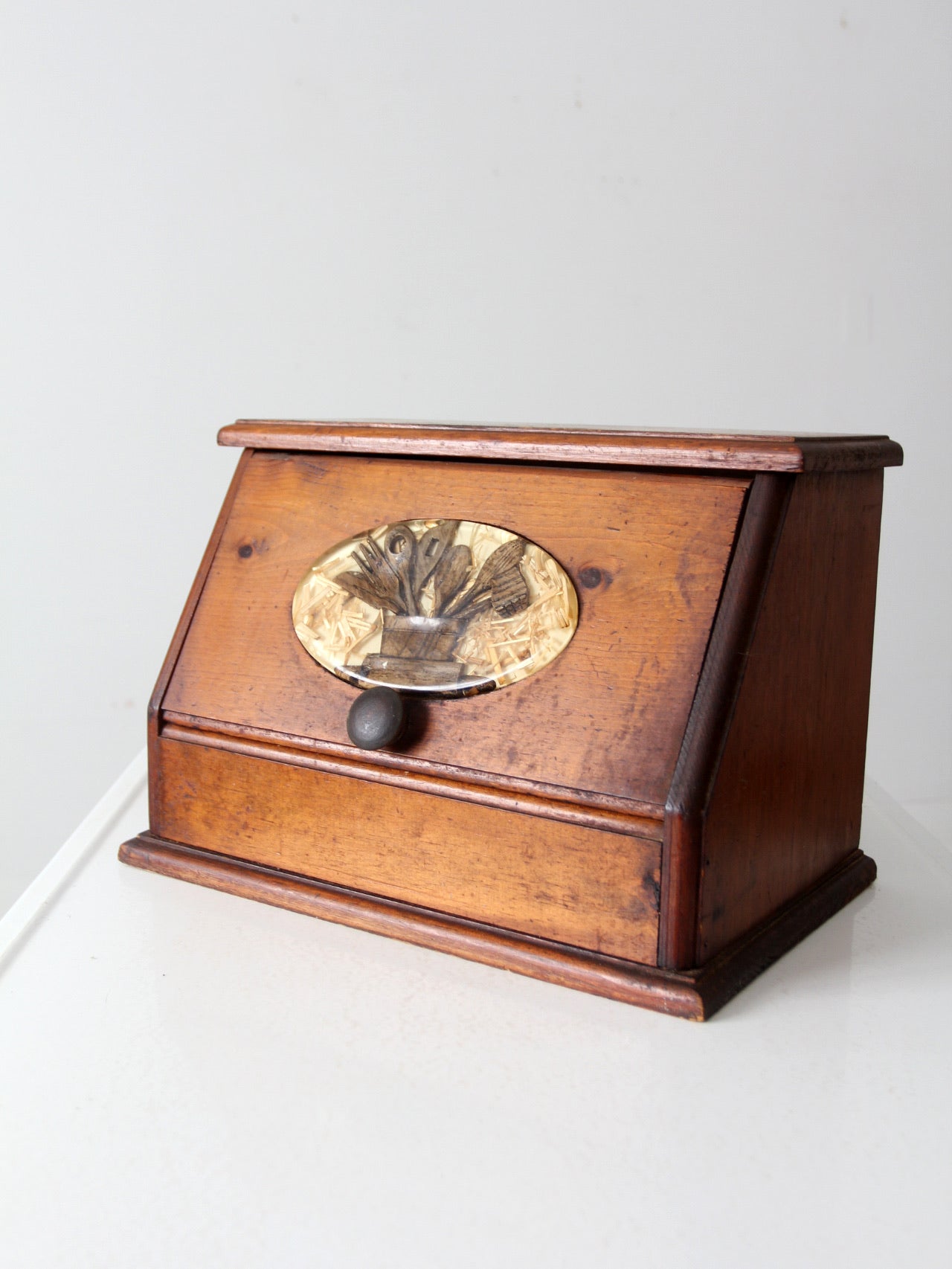 vintage wooden bread box