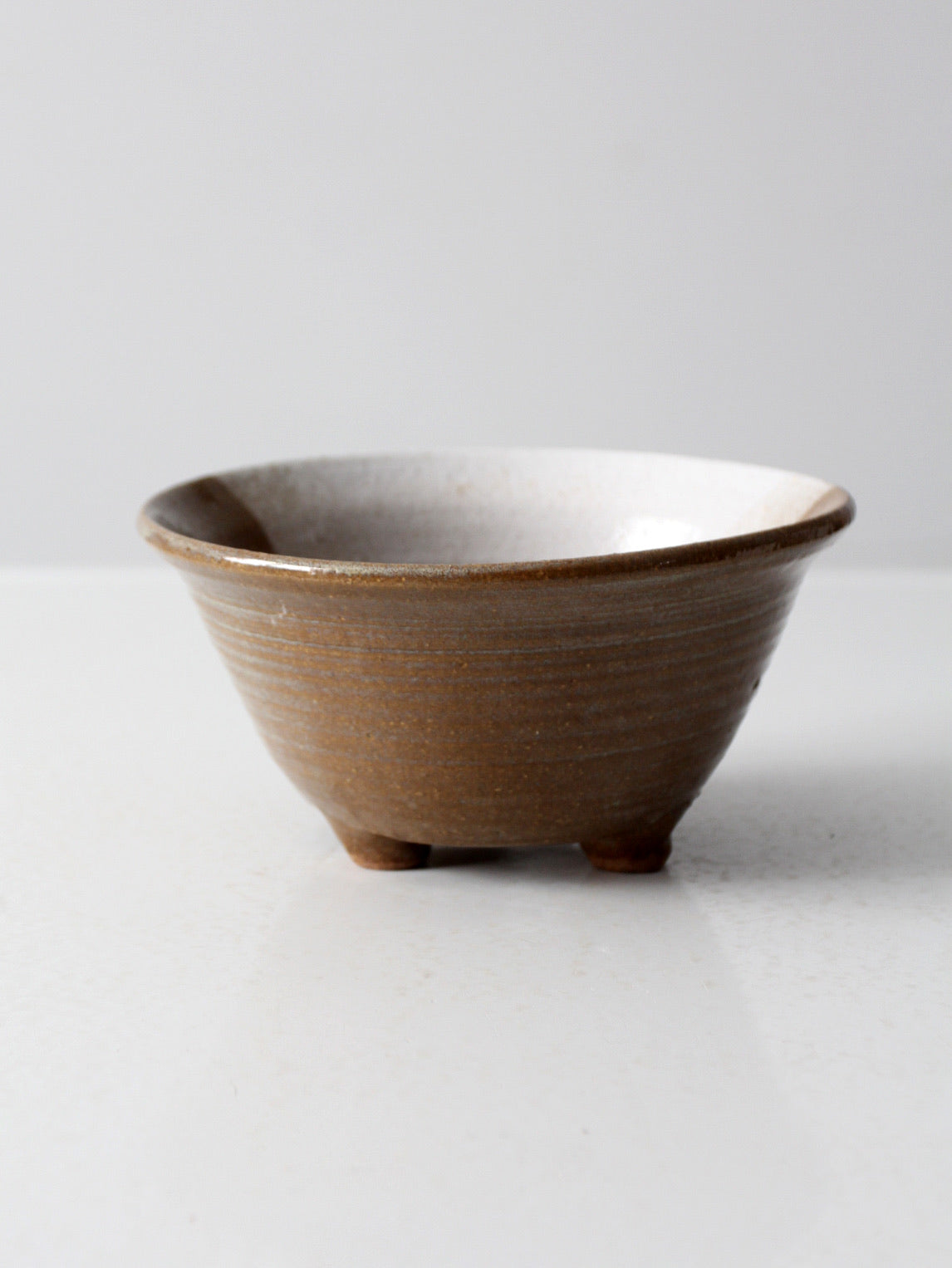 vintage studio pottery footed colander bowl