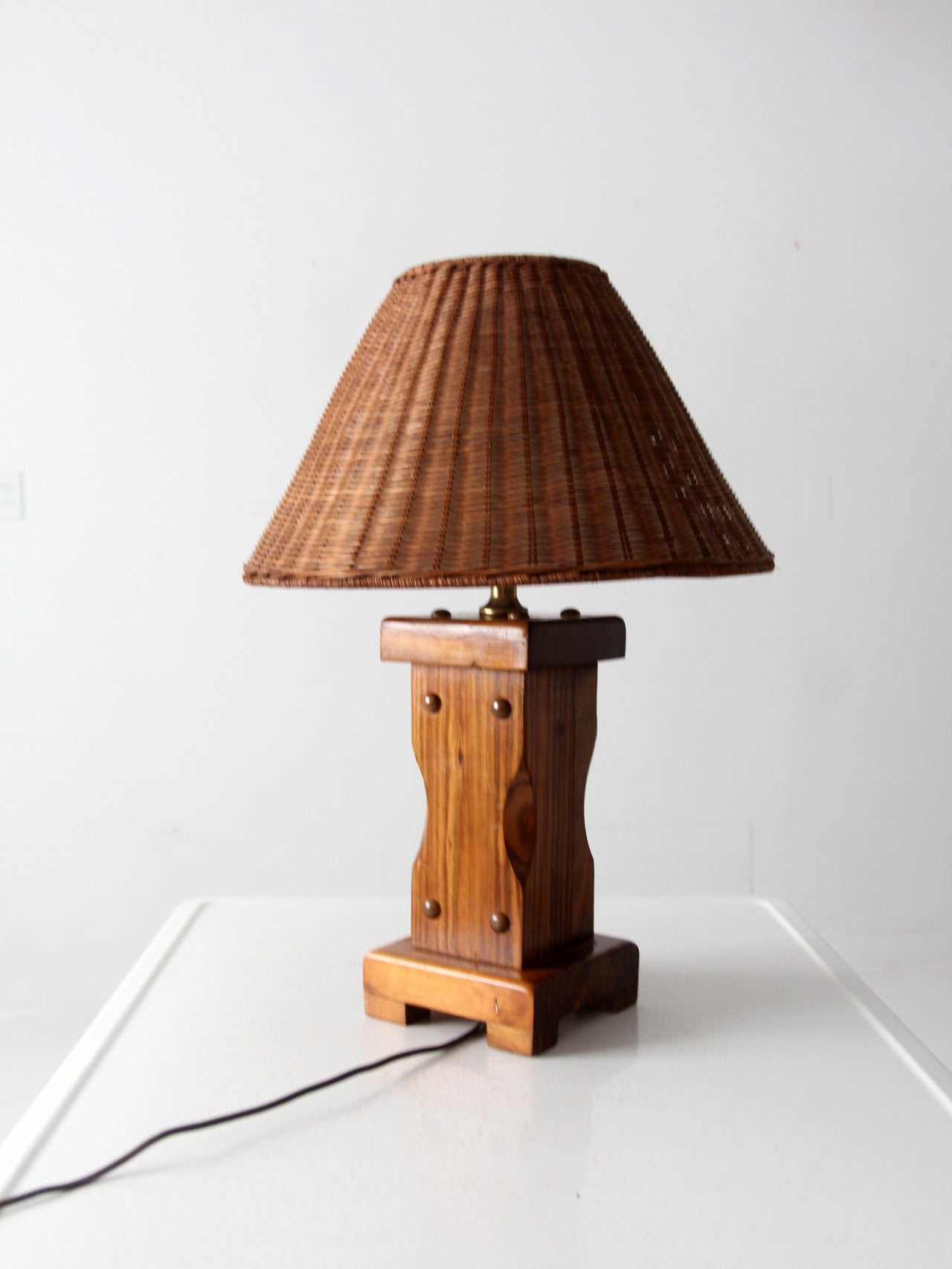 vintage wooden lamp with shade