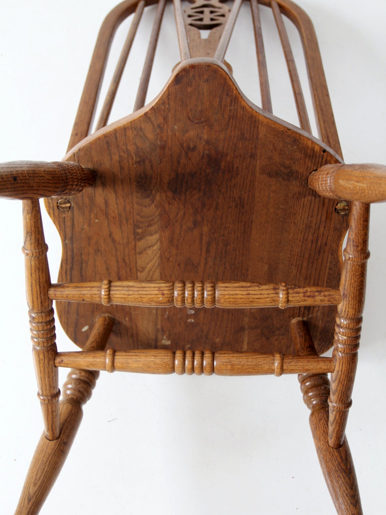 mid century oak Windsor style dining chairs pair