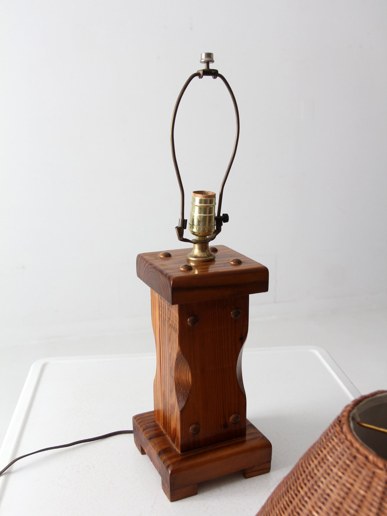 vintage wooden lamp with shade