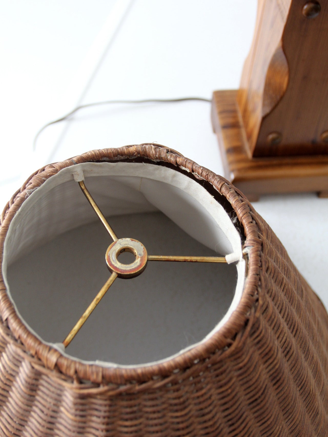 vintage wooden lamp with shade