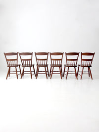 antique set of 6 painted plank seat chairs