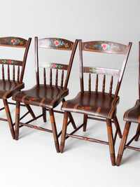 antique set of 6 painted plank seat chairs