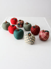 vintage hand-made fabric apple ornaments set of 9