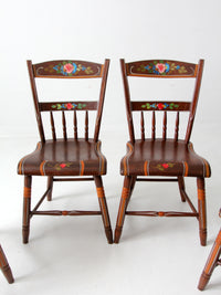 antique set of 6 painted plank seat chairs