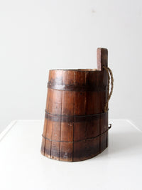 antique primitive wood stave cask pail