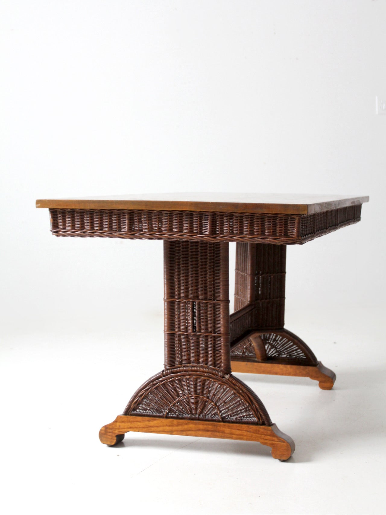 antique Heywood Wakefield wicker table