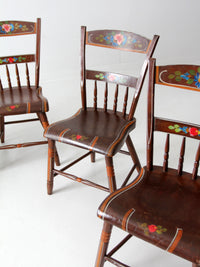 antique set of 6 painted plank seat chairs