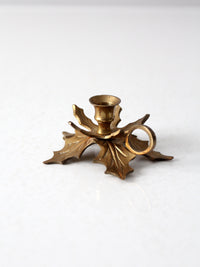 vintage brass leaves candlestick holder
