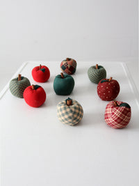 vintage hand-made fabric apple ornaments set of 9