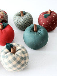vintage hand-made fabric apple ornaments set of 9