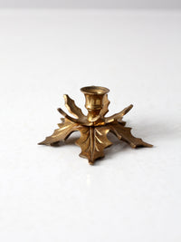vintage brass leaves candlestick holder