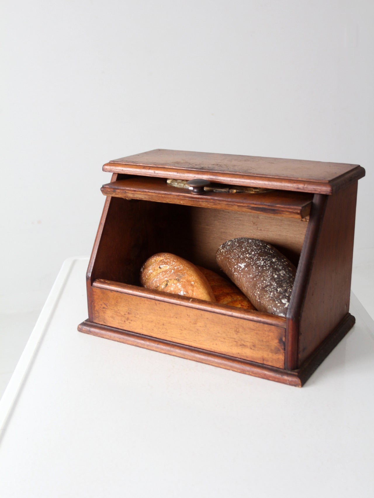 vintage wooden bread box