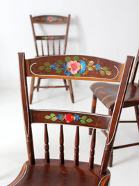antique set of 6 painted plank seat chairs