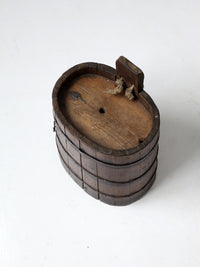 antique primitive wood stave cask pail