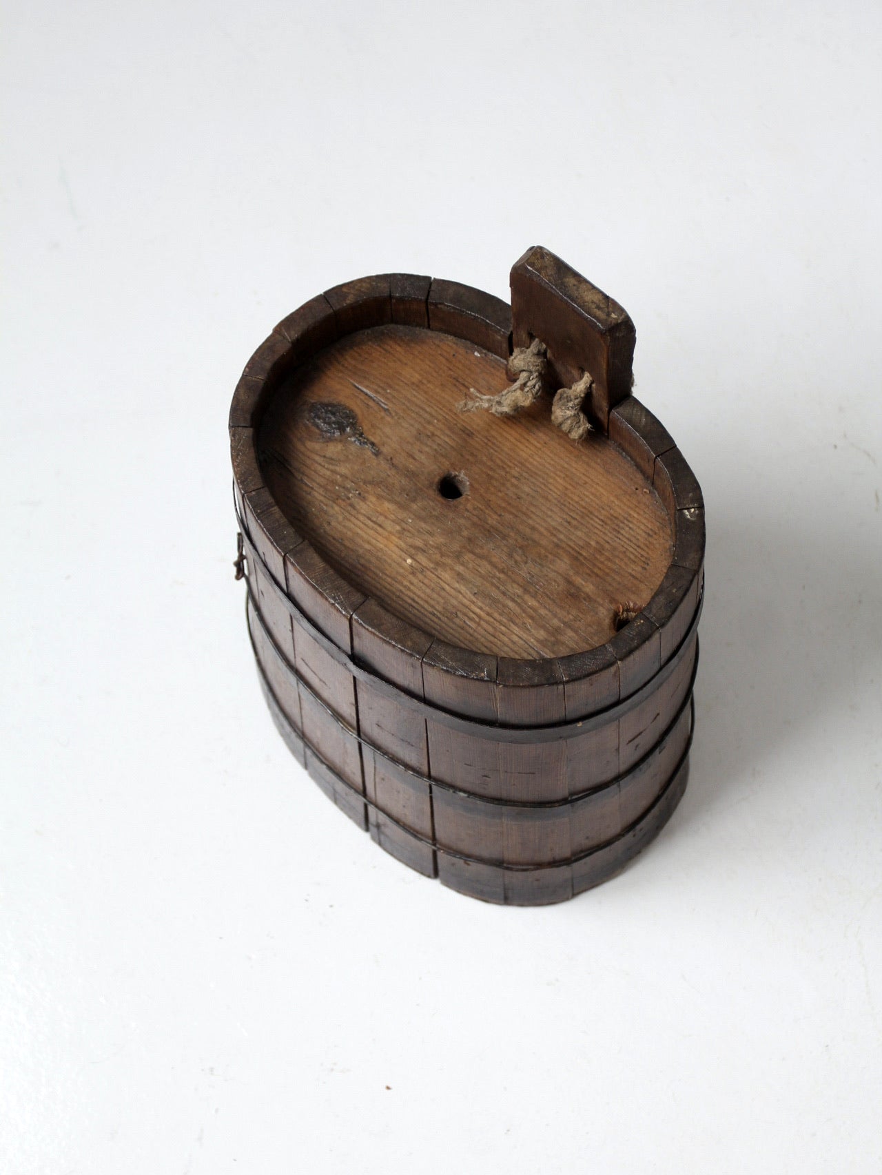 antique primitive wood stave cask pail