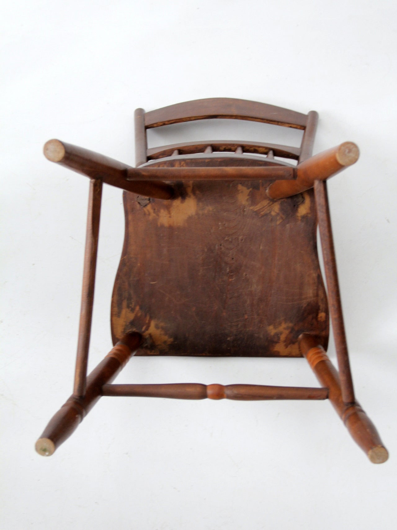 antique set of 6 painted plank seat chairs