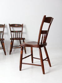 antique set of 6 painted plank seat chairs