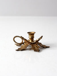 vintage brass leaves candlestick holder