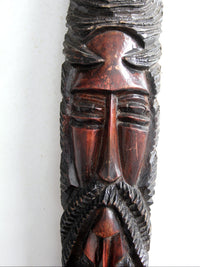 vintage folk art carved wood face wall hanging