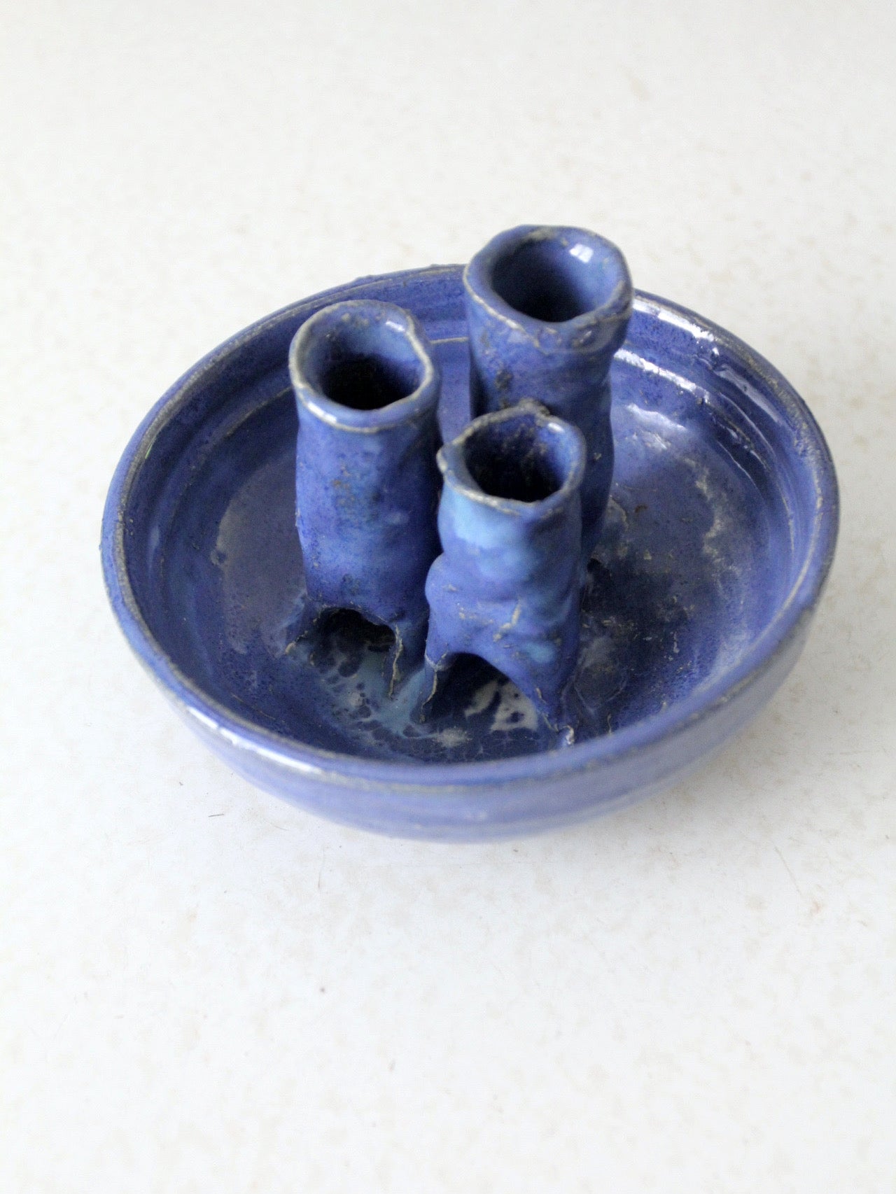 vintage studio pottery ikebana vase bowl