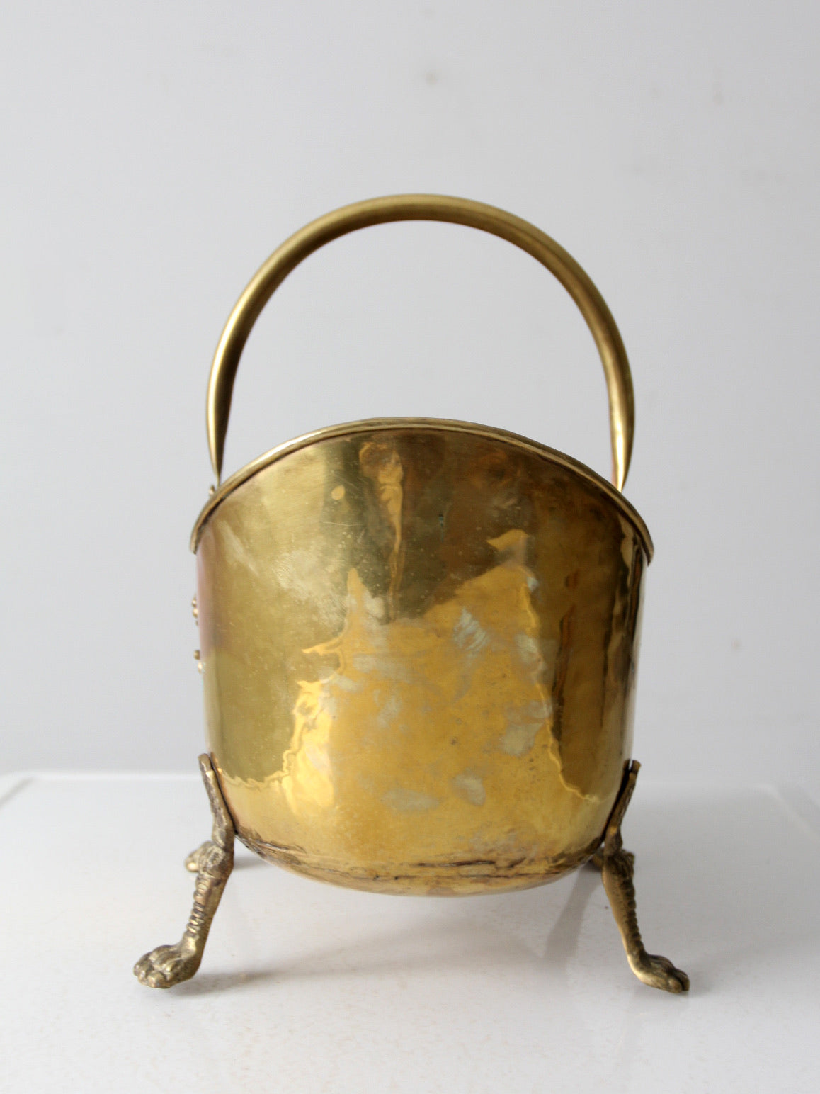 antique brass firewood bucket