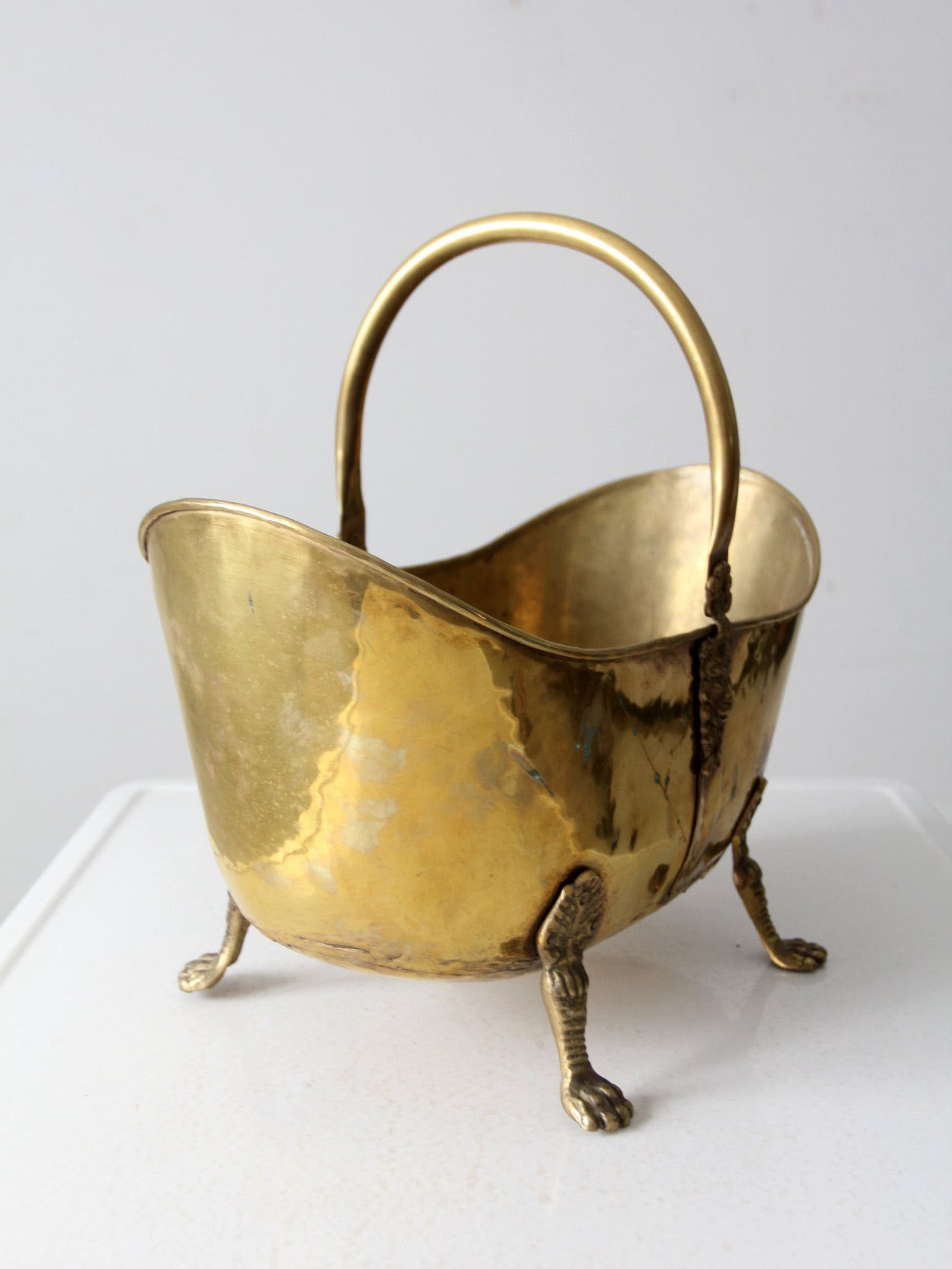 antique brass firewood bucket