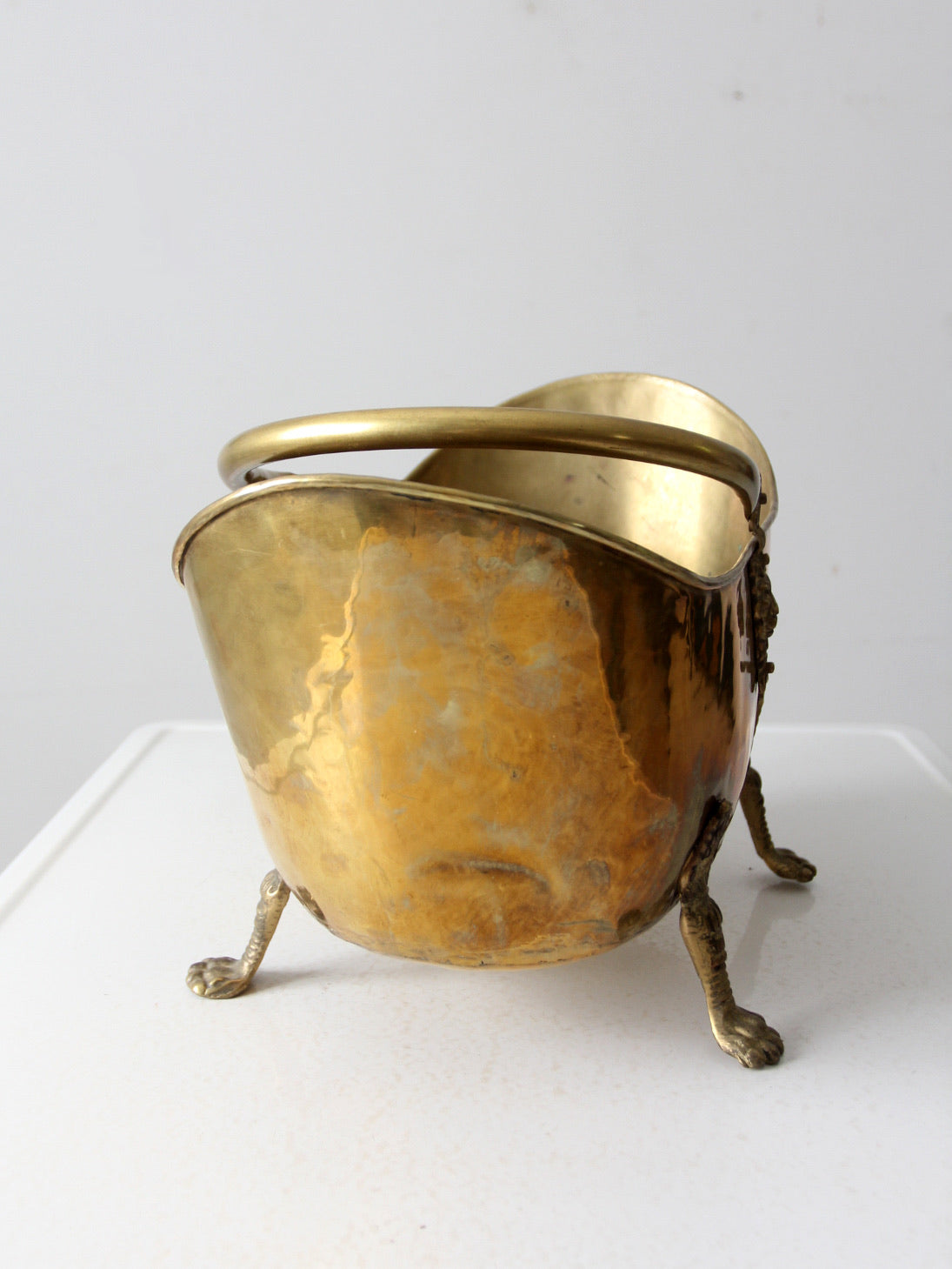 antique brass firewood bucket