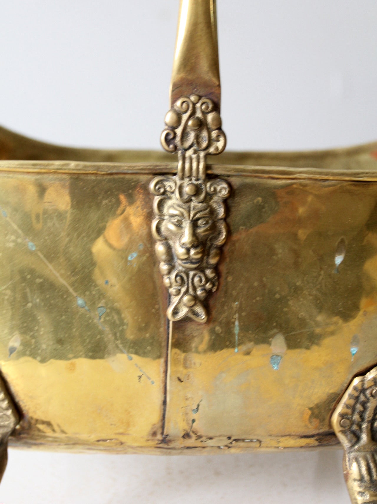 antique brass firewood bucket