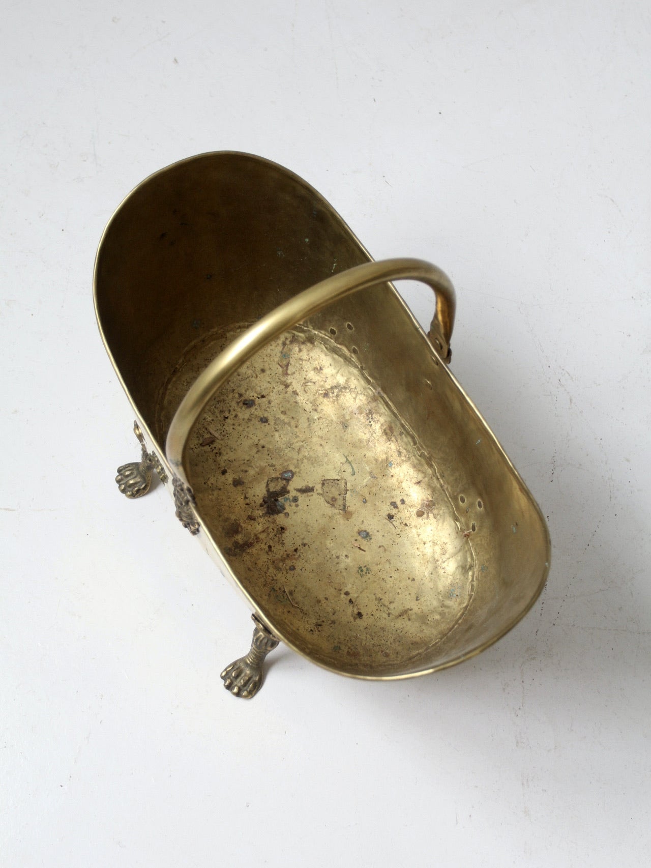 antique brass firewood bucket