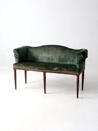 antique Neoclassical settee with velvet upholstery
