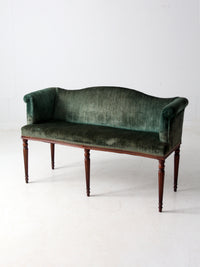 antique Neoclassical settee with velvet upholstery