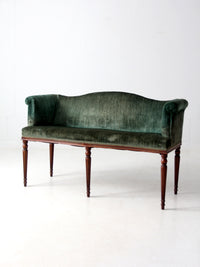 antique Neoclassical settee with velvet upholstery