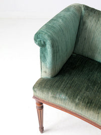 antique Neoclassical settee with velvet upholstery