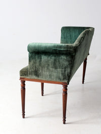 antique Neoclassical settee with velvet upholstery