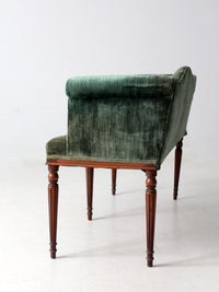 antique Neoclassical settee with velvet upholstery