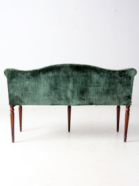antique Neoclassical settee with velvet upholstery